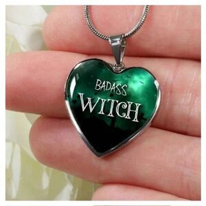 Badass Witch Heart Pendant Necklace Wicca Necklace Wicca Jewelry Gothic NEW